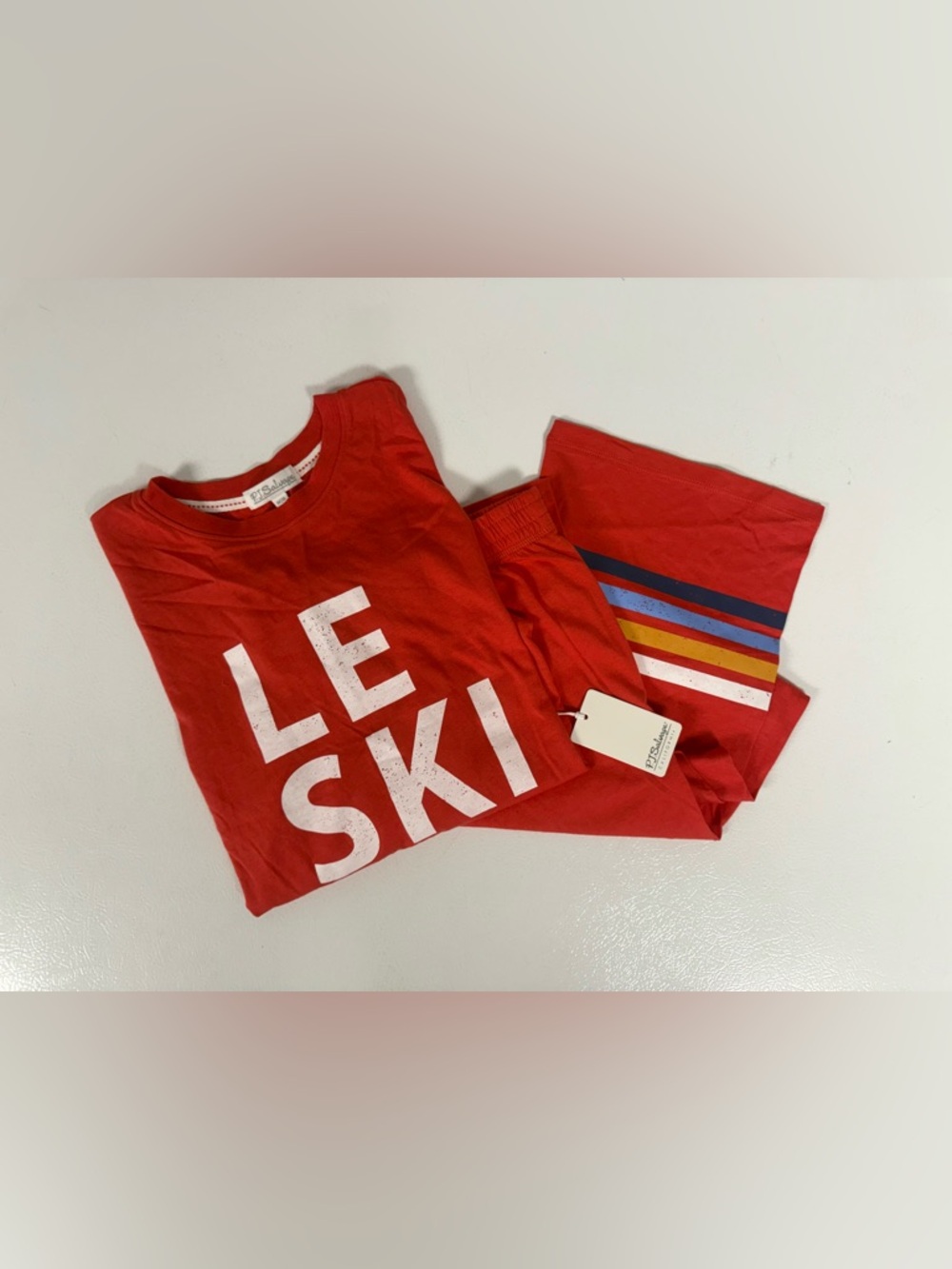 PJ Salvage Le Ski Scarlet Pajama Long SleeveLounge Set Stripe NWT Women M